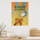 Poster joueur de rugby mains attraper balle (Cuisine)