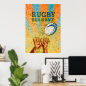 Poster joueur de rugby mains attraper balle (Bureau à domicile)