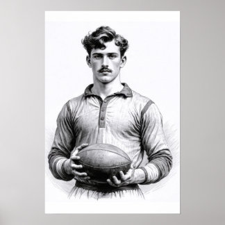 Poster Joueur de rugby vintage