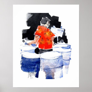 Poster Joueur de Steel Drums Bass / Artiste Larry Lerew