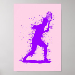 Poster Joueur de tennis - Art aquarelle abstrait