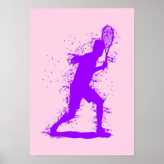 Poster Joueur de tennis - Art aquarelle abstrait