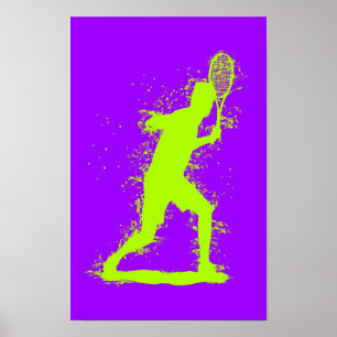 Poster Joueur de tennis - Art aquarelle abstrait