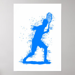Poster Joueur de tennis - Art aquarelle abstrait