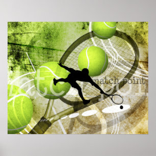 Poster joueur de tennis masculin "Match Point"