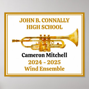 Poster Joueur de trompette École secondaire Fanfare Or Pe