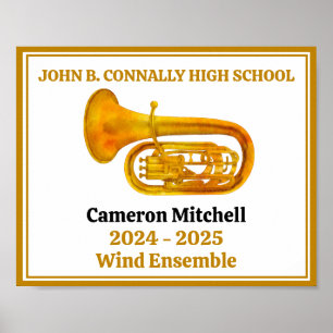 Poster Joueur de tuba Orchestre Lycée Or Personnalisé