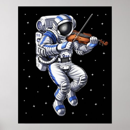 Poster Joueur de violon astronaute (Devant)