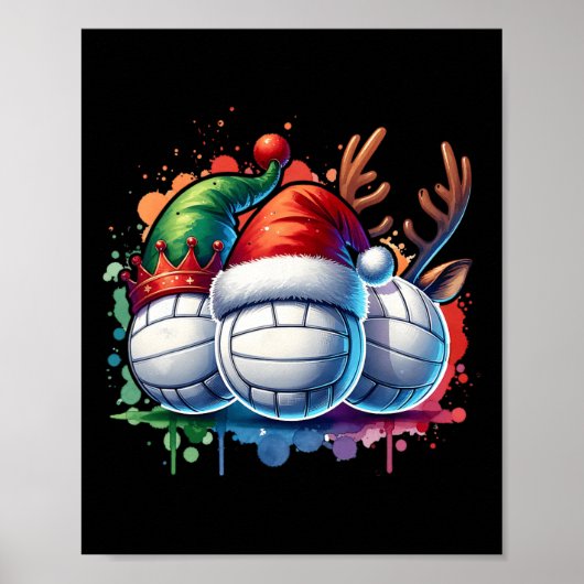 Poster Joueur de volley-ball de Noël (Devant)