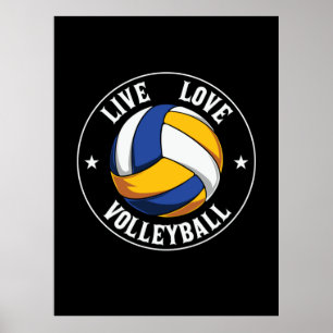 Poster Joueur de volley-ball   Live Love Volleyball