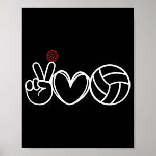 Poster Joueur de volley-ball Peace Love Graphic