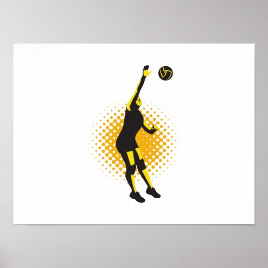 Poster Joueur de volley-ball Spike Ball Retro (Devant)