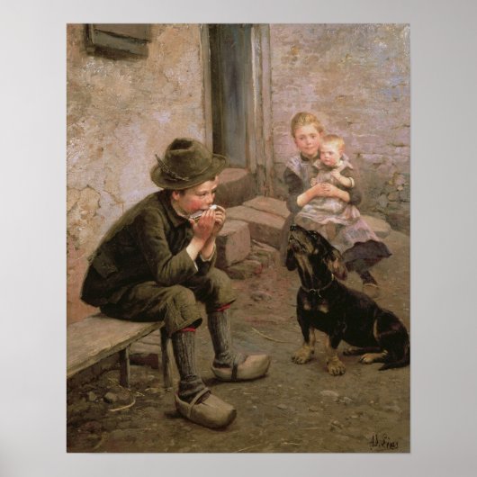 Poster Joueur d'orgue à bouche (Devant)