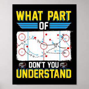 Poster Joueur entraîneur de hockey amusant Quelle partie