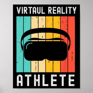 Poster Joueur Geek Athlète Réalité Virtuelle Jeux Rétro V
