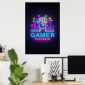 Poster Joueur Néon (Bureau à domicile)