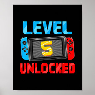 Poster Joueur Niveau 5 Débloqué Cadeau d'anniversaire 5 a