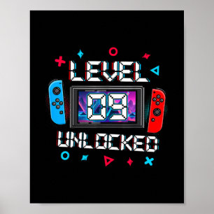 Poster Joueur Niveau 9 Débloqué Cadeau d'anniversaire 9 a