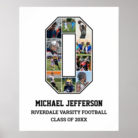 Poster Joueur Numéro 0 Équipe sportive principale Collage (Devant)