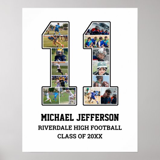 Poster Joueur Numéro 11 Équipe sportive senior Collage ph (Devant)