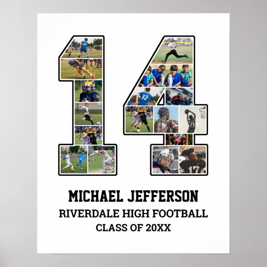 Poster Joueur Numéro 14 Équipe sportive senior Collage ph (Devant)