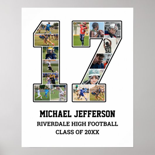 Poster Joueur Numéro 17 Équipe sportive senior Collage ph (Devant)