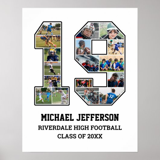 Poster Joueur Numéro 19 Équipe sportive senior Collage ph (Devant)