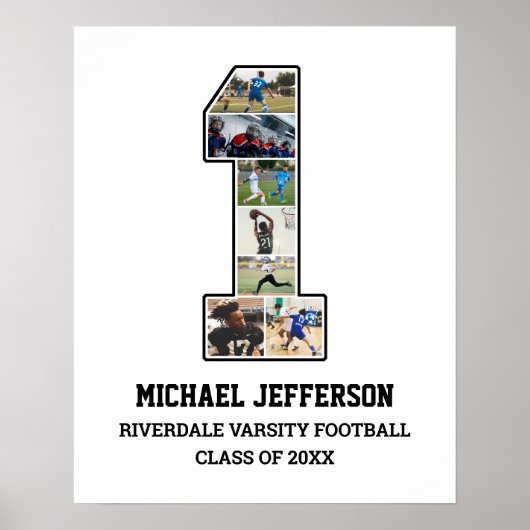 Poster Joueur Numéro 1 Équipe sportive senior Collage pho (Devant)