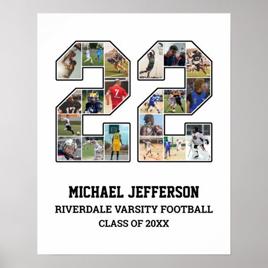 Poster Joueur Numéro 22 Équipe sportive senior Collage ph (Devant)