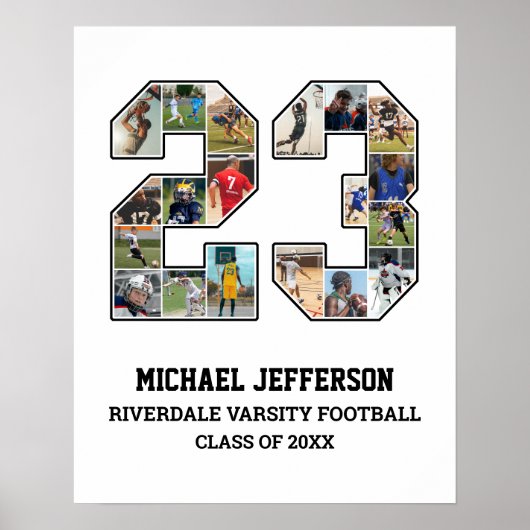 Poster Joueur Numéro 23 Équipe sportive senior Collage ph (Devant)