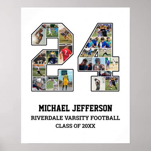 Poster Joueur Numéro 24 Équipe sportive senior Collage ph (Devant)