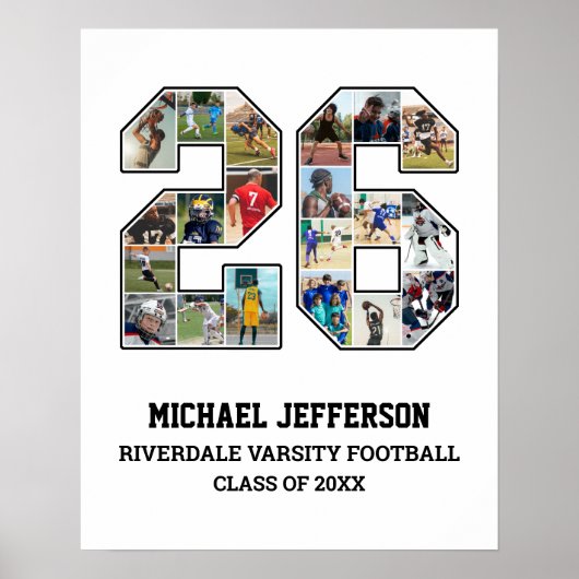 Poster Joueur Numéro 26 Équipe sportive senior Collage ph (Devant)