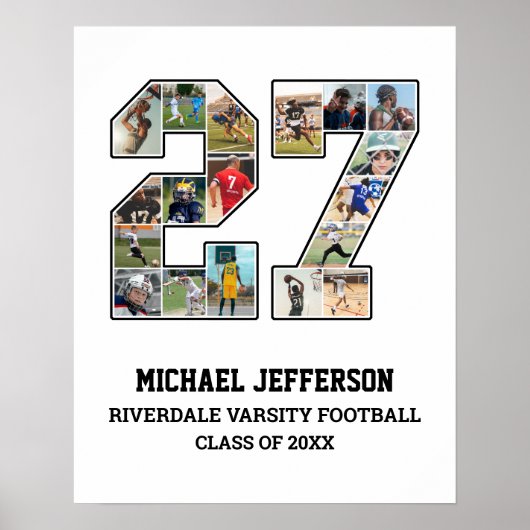 Poster Joueur Numéro 27 Équipe sportive senior Collage ph (Devant)