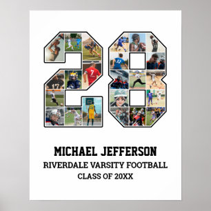 Poster Joueur Numéro 28 Équipe sportive senior Collage ph