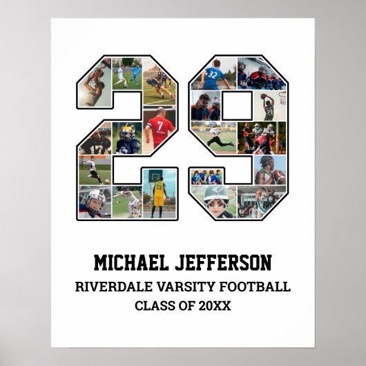 Poster Joueur Numéro 29 Équipe sportive senior Collage ph (Devant)