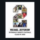 Poster Joueur Numéro 2 Équipe sportive senior Collage pho<br><div class="desc">Collage photo personnalisé pour le joueur numéro 2. Ce cadeau photo personnalisable est parfait pour la nuit senior, le banquet sportif ou le cadeau d'anniversaire pour votre fils, fille ou étudiant athlète. C'est une excellente façon d'afficher des moments et des souvenirs précieux de leurs jeux sportifs. L'affiche présente un collage...</div>