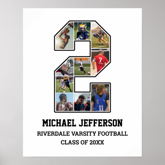 Poster Joueur Numéro 2 Équipe sportive senior Collage pho (Devant)