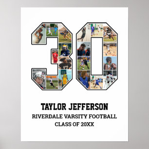 Poster Joueur Numéro 30 Équipe sportive senior Collage ph