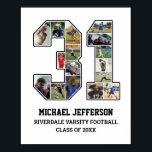 Poster Joueur Numéro 31 Équipe sportive senior Collage ph<br><div class="desc">Collage photo personnalisé pour le joueur numéro 31. Ce cadeau photo personnalisable est parfait pour la nuit senior, le banquet sportif ou le cadeau d'anniversaire pour votre fils, fille ou étudiant athlète. C'est une excellente façon d'afficher des moments et des souvenirs précieux de leurs jeux sportifs. L'affiche présente un collage...</div>