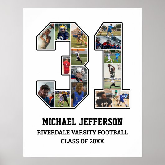 Poster Joueur Numéro 31 Équipe sportive senior Collage ph (Devant)