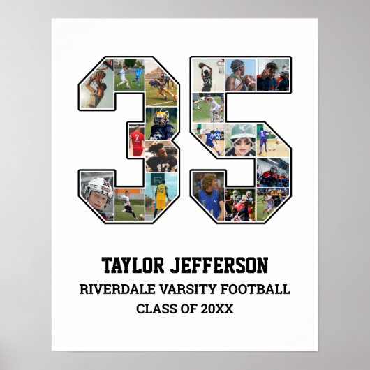 Poster Joueur Numéro 35 Équipe sportive senior Collage ph (Devant)