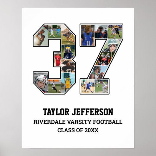 Poster Joueur Numéro 37 Équipe sportive senior Collage ph (Devant)