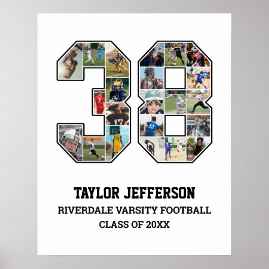 Poster Joueur Numéro 38 Équipe sportive senior Collage ph (Devant)