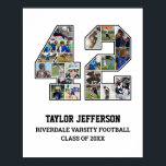 Poster Joueur Numéro 42 Équipe sportive senior Collage ph<br><div class="desc">Collage photo personnalisé pour le joueur numéro 42. Ce cadeau photo personnalisable est parfait pour la nuit senior, le banquet sportif ou le cadeau d'anniversaire pour votre fils, fille ou étudiant athlète. C'est une excellente façon d'afficher des moments et des souvenirs précieux de leurs jeux sportifs. L'affiche présente un collage...</div>