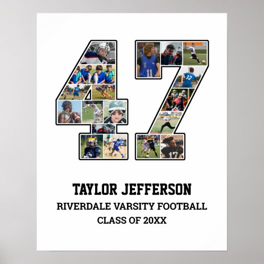 Poster Joueur Numéro 47 Équipe sportive senior Collage ph (Devant)