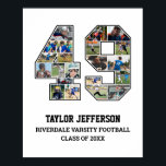 Poster Joueur Numéro 49 Équipe sportive senior Collage ph<br><div class="desc">Collage photo personnalisé pour le joueur numéro 49. Ce cadeau photo personnalisable est parfait pour la nuit senior, le banquet sportif ou le cadeau d'anniversaire pour votre fils, fille ou étudiant athlète. C'est une excellente façon d'afficher des moments et des souvenirs précieux de leurs jeux sportifs. L'affiche présente un collage...</div>