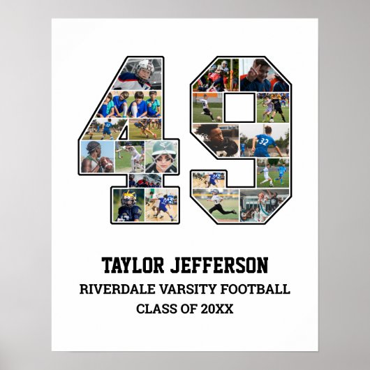Poster Joueur Numéro 49 Équipe sportive senior Collage ph (Devant)