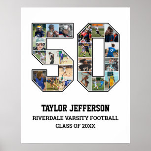 Poster Joueur Numéro 50 Senior Sports Team Photo Collage