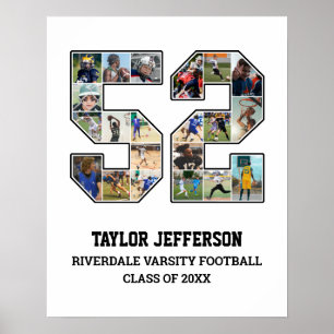 Poster Joueur Numéro 52 Équipe sportive senior Collage ph