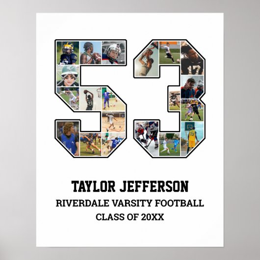 Poster Joueur Numéro 53 Équipe sportive senior Collage ph (Devant)